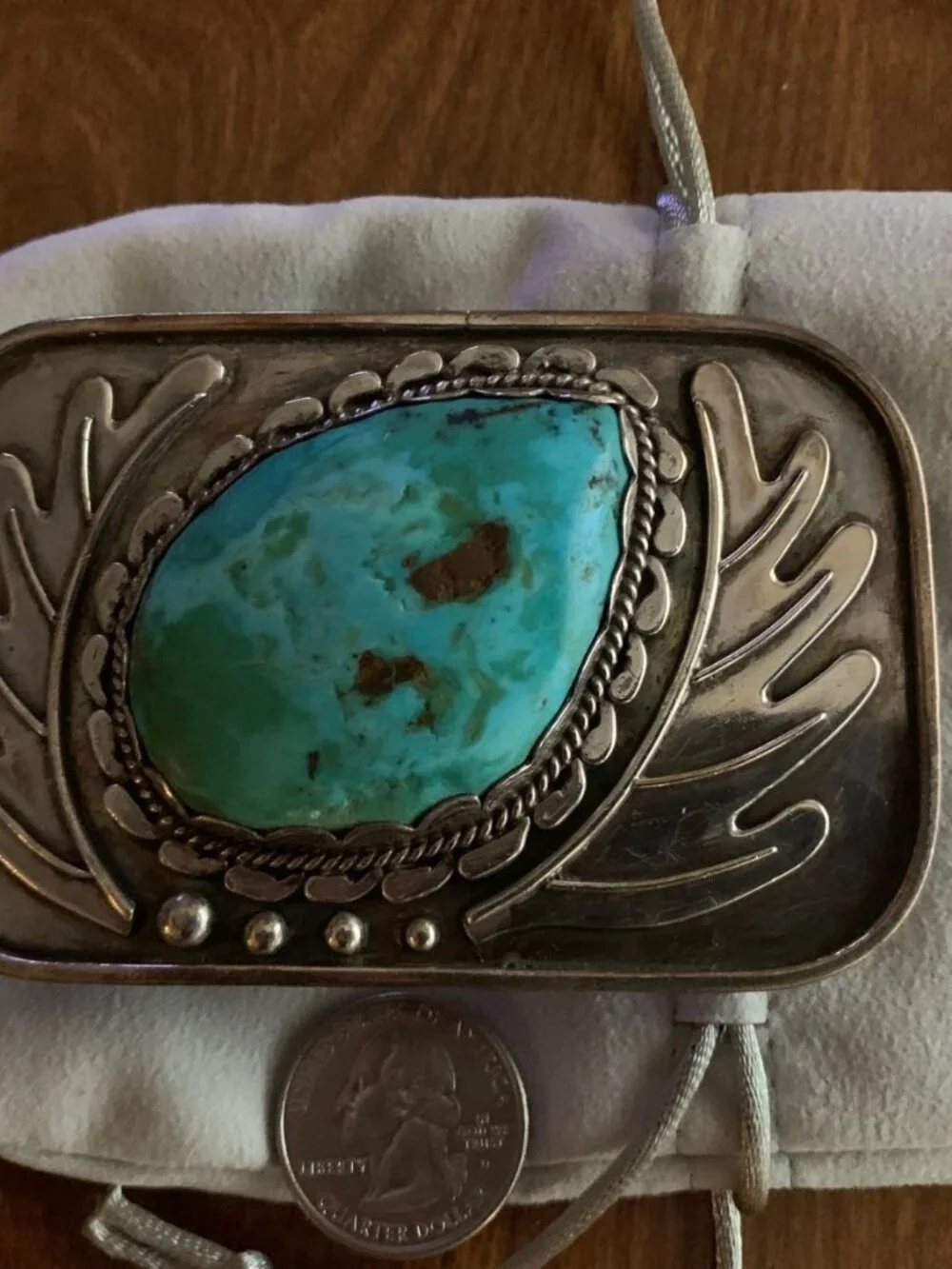 Turquoise Belt Buckle - sterling silver